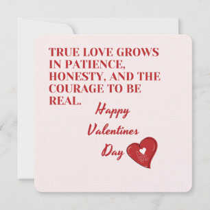 Wahre Liebe wächst Zitat Minimalist Valentinstag C Feiertagskarte