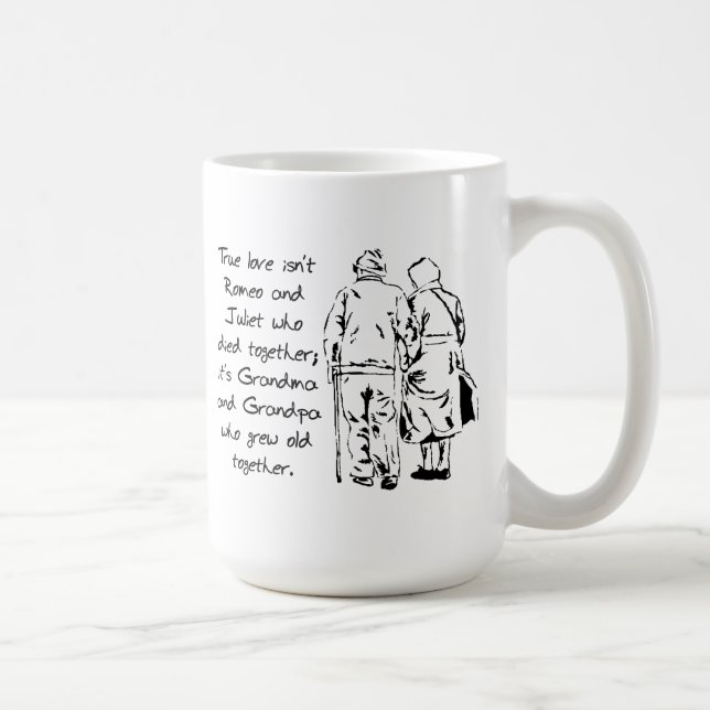 Wahre Liebe wird alt Lustiger romantischer Becher Kaffeetasse (Rechts)