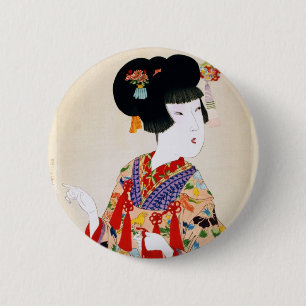 Wahre Schönheits-Vintager Japaner-Druck Button