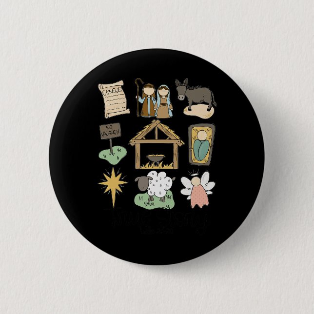 Wahre Story Luke Jesus Krippe Religiöse Christlich Button (Vorderseite)