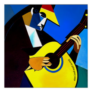 Während meine Gitarre sanft weint kubistische Gita Poster