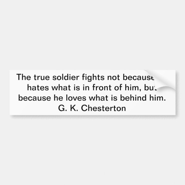 Wahrer Soldat Autoaufkleber (Vorne)