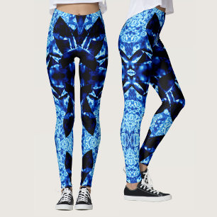 Wahres Blau Polynesisches abstraktes Muster Leggings