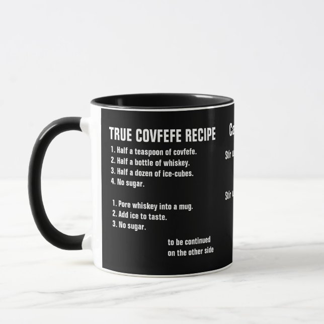 Wahres Covfefe-Rezept Tasse (Links)