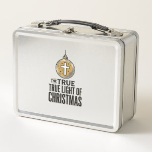 Wahres Licht des Weihnachts-Vintage-Christlichen-O Metall Brotdose