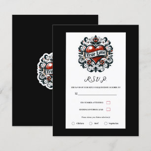 Wahres Liebe Herz Tattoo-Aufkleber Hochzeit RSVP Einladung