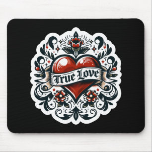 Wahres Liebesherz-Tätowiersticker-Stil Künstlerisc Mousepad