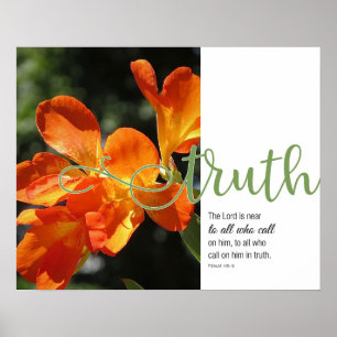 Wahrheit Psalm 145:18 Orangefarbenes Poster