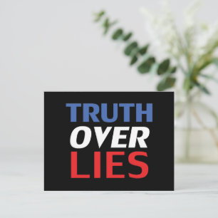 Wahrheit über Lies Typografie rot-blau schwarz Postkarte
