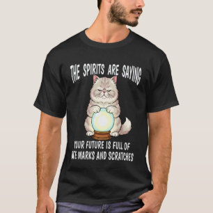 Wahrsager Hauskatze mit Kristallkugel Markierungen T-Shirt