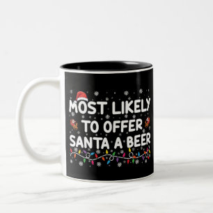 Wahrscheinlich bietet Santa ein Bier an Weihnachts Zweifarbige Tasse