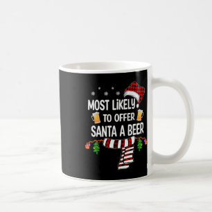 Wahrscheinlich bietet Santa ein Bier lustige Famil Kaffeetasse