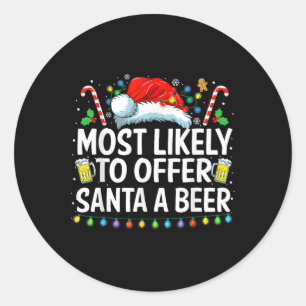 Wahrscheinlich bietet Santa ein Bier lustiges Trin Runder Aufkleber