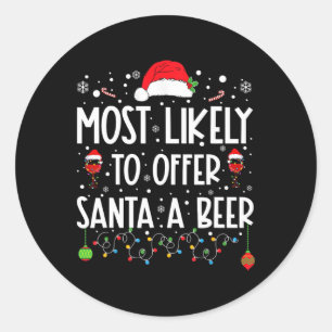 Wahrscheinlich bietet Santa ein Bier lustiges Trin Runder Aufkleber