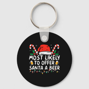 Wahrscheinlich bietet Santa ein Bier lustiges Trin Schlüsselanhänger