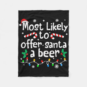Wahrscheinlich bietet Santa ein Bier Weihnachten M Fleecedecke