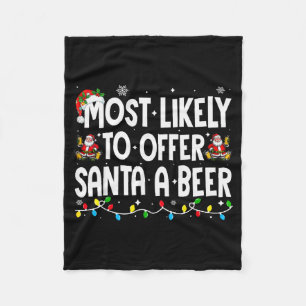 Wahrscheinlich bietet Santa ein Bier Xmas Familie Fleecedecke