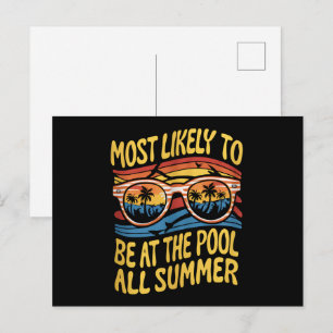 Wahrscheinlich den ganzen Sommer am Pool - Groovy Postkarte