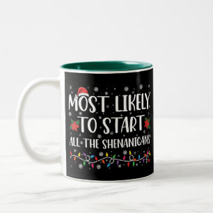 Wahrscheinlich den Weihnachtsquatsch anfangen Zweifarbige Tasse
