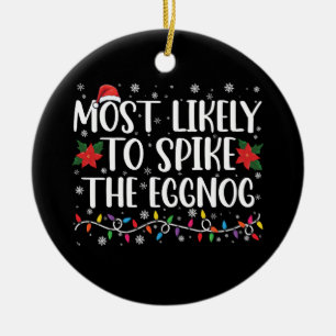 Wahrscheinlich Eggnog Family Christmas bespritzt  Keramik Ornament