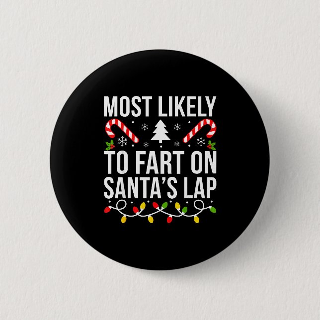 Wahrscheinlich furzt auf dem Schoß von Santa Lusti Button (Vorderseite)