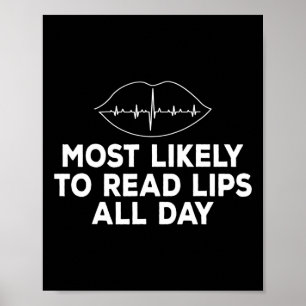 Wahrscheinlich liest Lippen taub Asl Hörverlust Aw Poster
