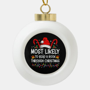 Wahrscheinlich liest man ein Buch durch Weihnachte Keramik Kugel-Ornament