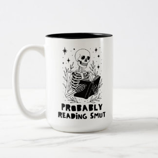 Wahrscheinlich liest Skelett schmutzige Bücher T-S Zweifarbige Tasse