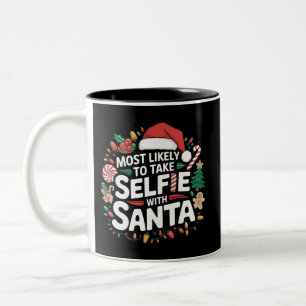 Wahrscheinlich macht Selfies mit Santa Familien Xm Zweifarbige Tasse
