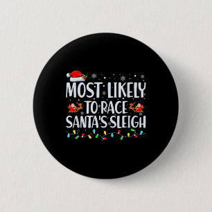 Wahrscheinlich Race Santa's Sleigh Familie Weihnac Button
