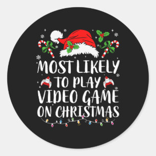 Wahrscheinlich spielen Video-Spiel auf Weihnachten Runder Aufkleber