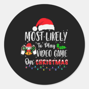 Wahrscheinlich spielen Video-Spiel auf Weihnachten Runder Aufkleber
