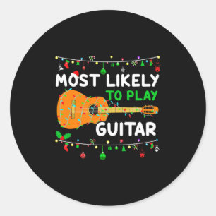 Wahrscheinlich spielt Gitarre Weihnachten Lustige Runder Aufkleber