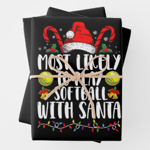 Wahrscheinlich spielt mit der Familie Softball mit Geschenkpapier Set