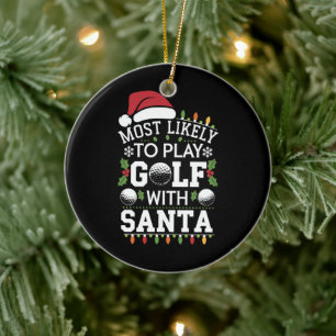 Wahrscheinlich spielt mit Santa Familie Xmas Golf Keramik Ornament