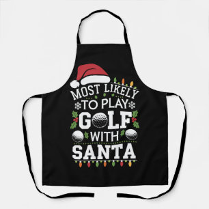 Wahrscheinlich spielt mit Santa Familie Xmas Golf Schürze