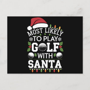 Wahrscheinlich spielt mit Santa Family Xmas Golf Feiertagspostkarte