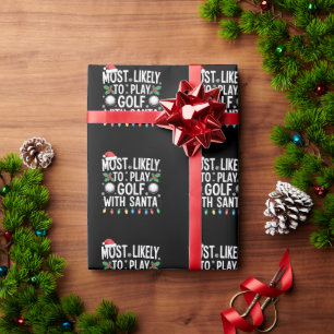 Wahrscheinlich spielt mit Santa Family Xmas Golf Geschenkpapier