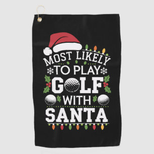 Wahrscheinlich spielt mit Santa Family Xmas Golf Golfhandtuch