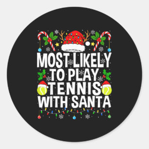 Wahrscheinlich spielt mit Santa Tennis Lustiges Ch Runder Aufkleber
