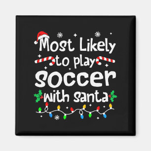 Wahrscheinlich spielt mit Santa Weihnachten Fußbal Magnet