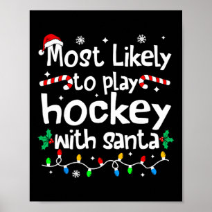 Wahrscheinlich spielt mit Santa Weihnachten Hockey Poster