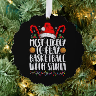 Wahrscheinlich spielt mit Santa Xmas Basketball Ornament Karte