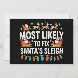 Wahrscheinlich Weihnachtsfamilie repariert Santas Feiertagskarte