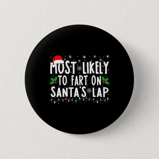 Wahrscheinlich wird auf dem Schoß des Weihnachtsma Button (Vorderseite)