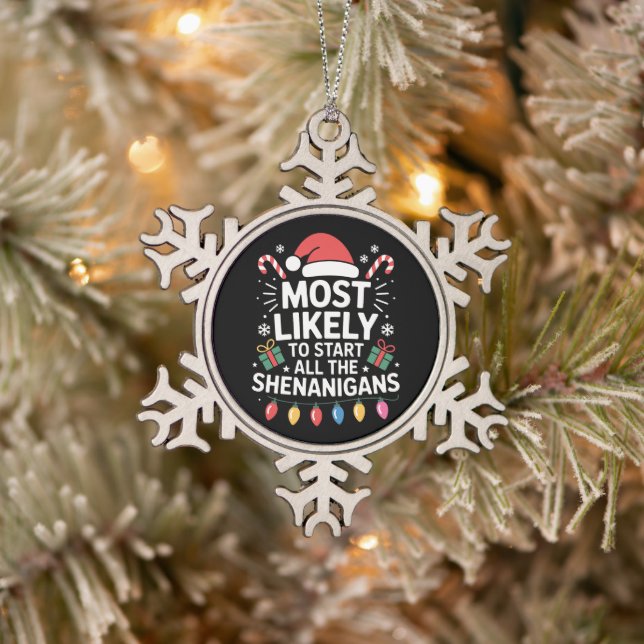Wahrscheinlich wird er/sie den ganzen Schabernack  Schneeflocken Zinn-Ornament (Baum)
