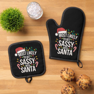 Wahrscheinlich wird man mit Santa Christmas Xmas f Ofenhandschuh & Topflappen-Set