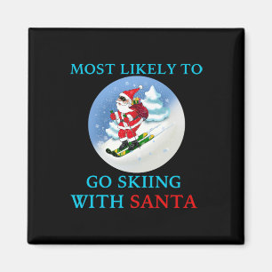 Wahrscheinlich wird mit Santa lustig Merry Ch Ski Magnet