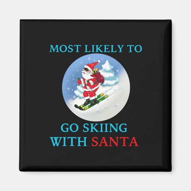 Wahrscheinlich wird mit Santa lustig Merry Ch Ski  Magnet (Vorne)