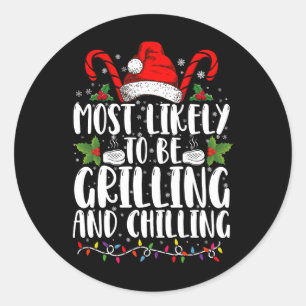 Wahrscheinlich wird Weihnachten gegrillt und geküh Runder Aufkleber